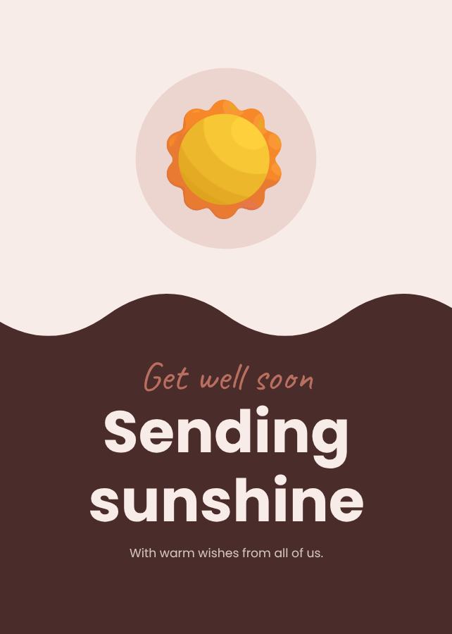 Blush Get well soon sending sunshine Card IV — editable cards template