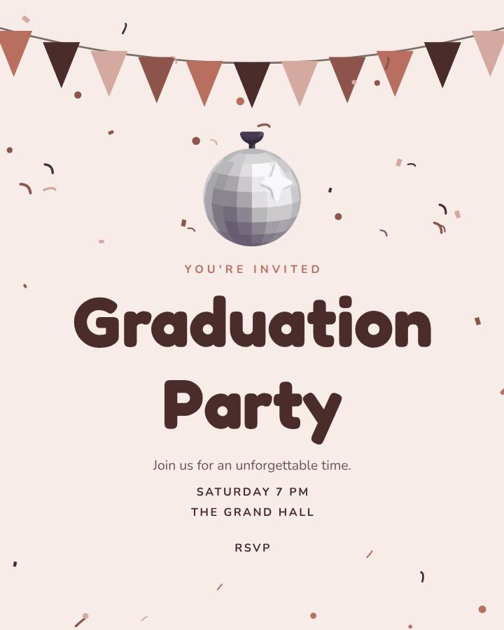 Blush Graduation Party Ticket — editable events template