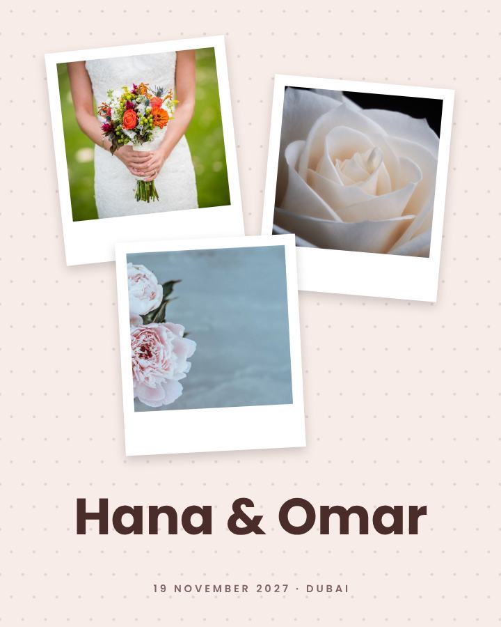 Blush Hana and Omar Save the Date — editable wedding template