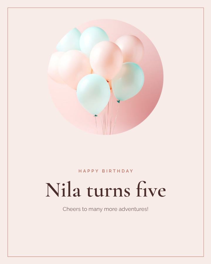 Blush Happy Five Nila Birthday Post — editable birthday template