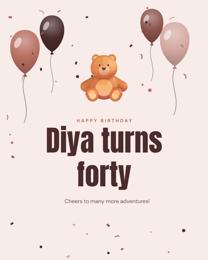 Blush Happy Forty Diya Birthday Post — editable birthday template