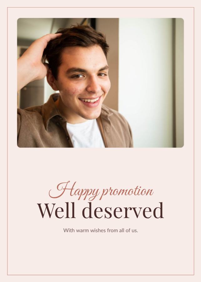 Blush Happy promotion well deserved Card V — editable cards template