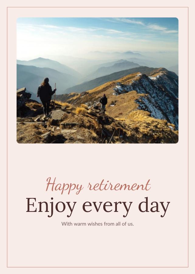Blush Happy retirement enjoy every day Card X — editable cards template