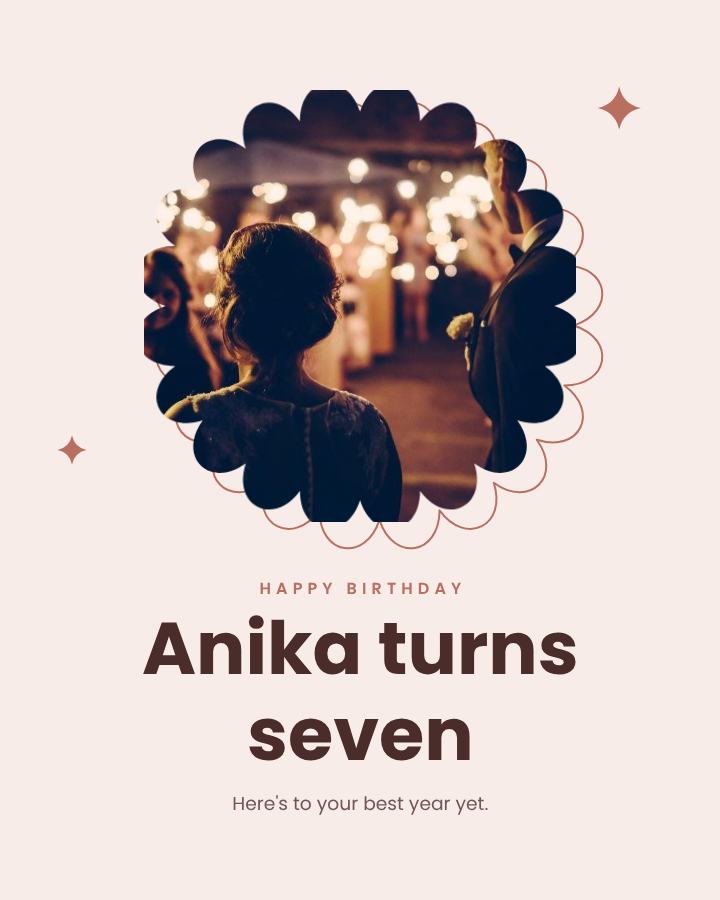 Blush Happy Seven Anika Birthday Post — editable birthday template