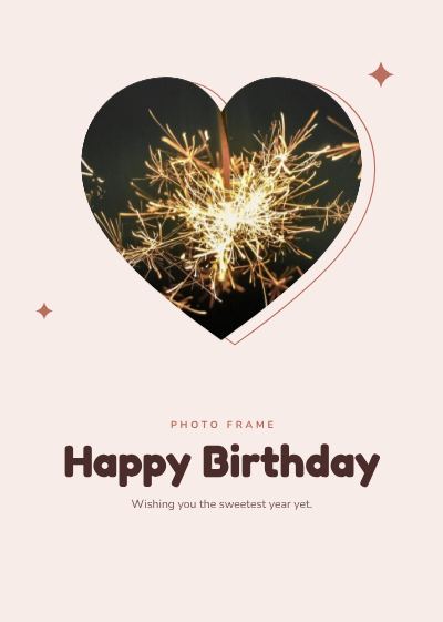 Blush Heart Frame Happy Birthday template