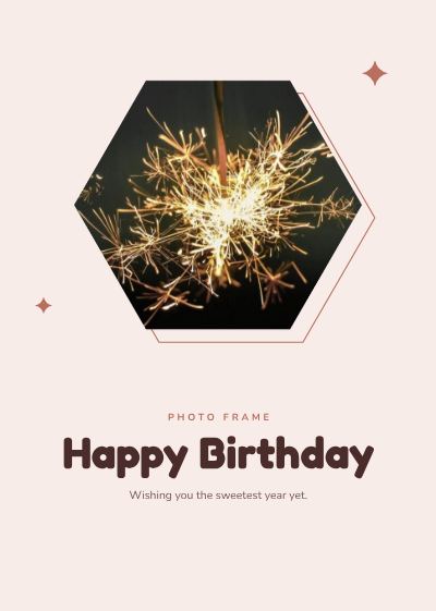 Blush Hexagon Frame Happy Birthday template