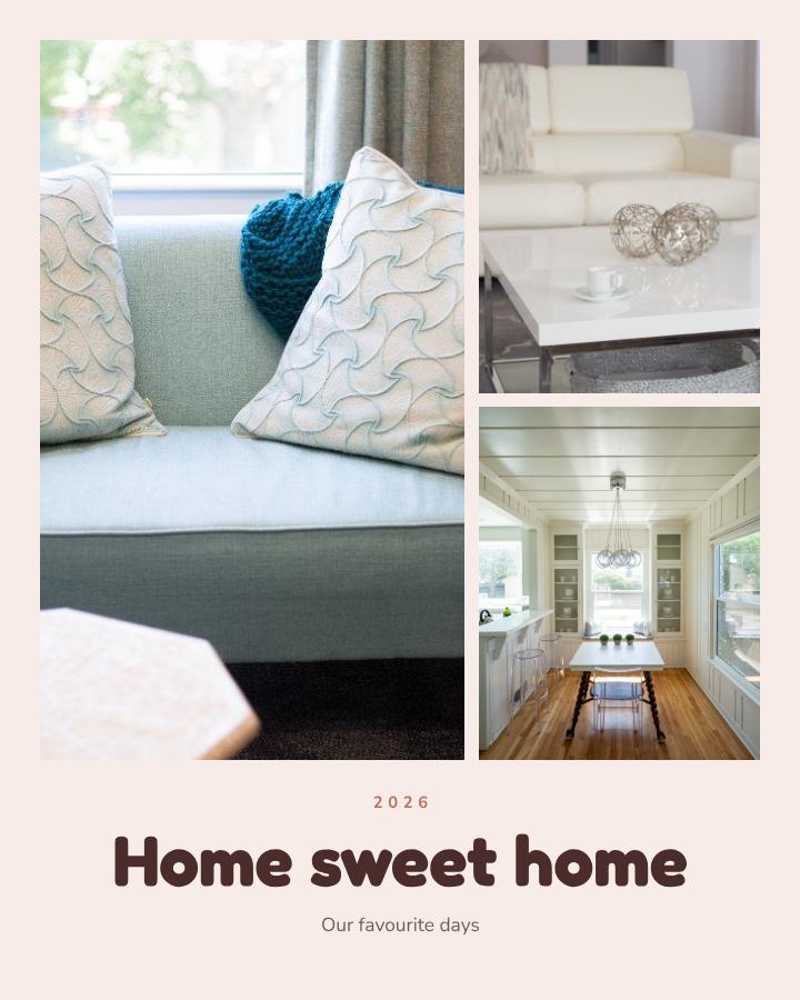 Blush Home sweet home 3 Photo Collage — editable photo collage template