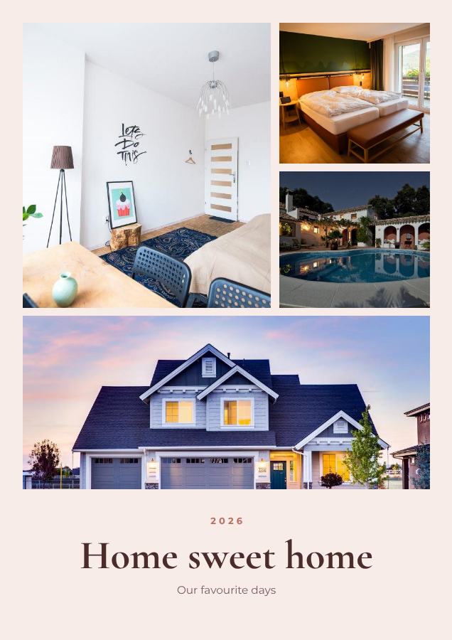 Blush Home sweet home 4 Photo Collage — editable photo collage template