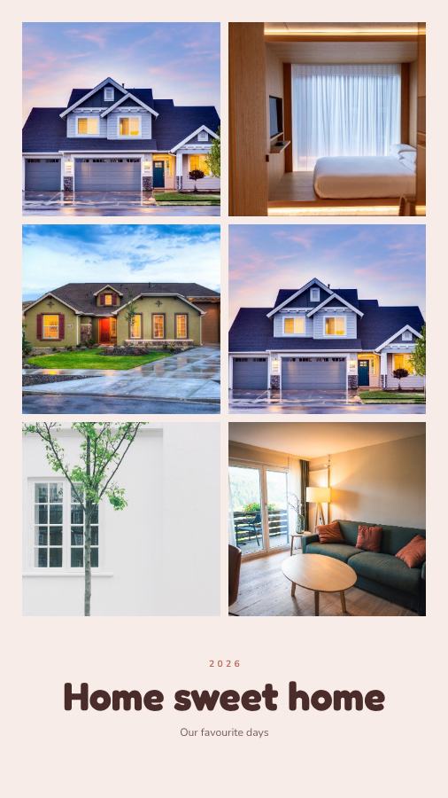 Blush Home sweet home 6 Photo Collage — editable photo collage template