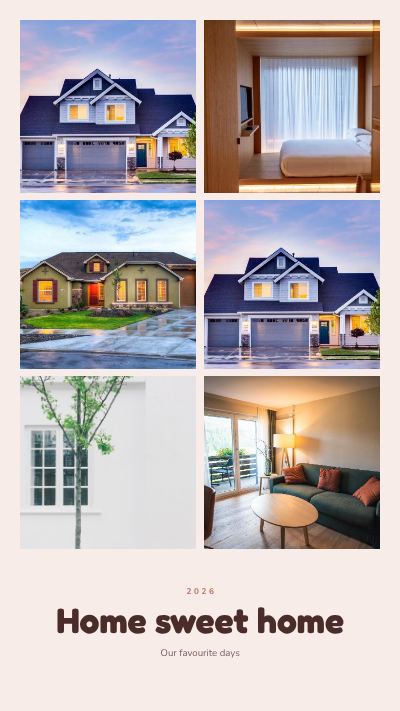 Blush Home sweet home 6 Photo Collage template