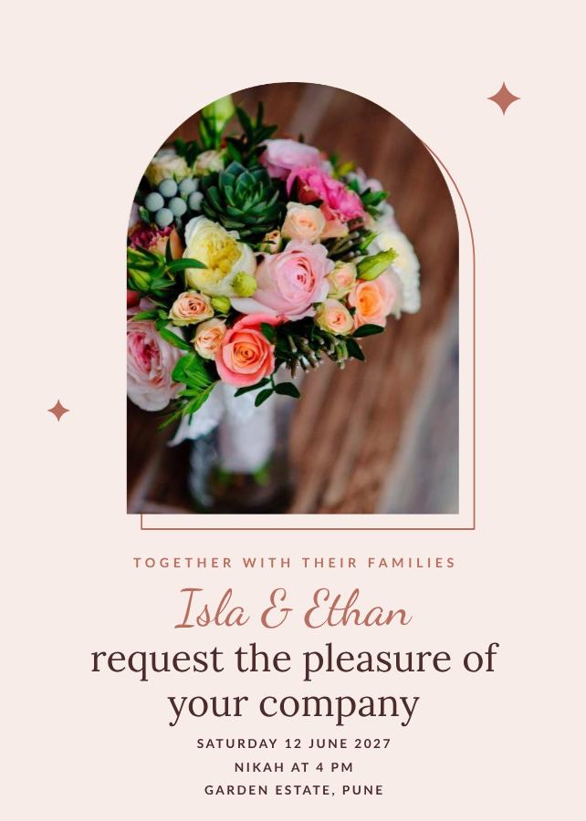 Blush Isla and Ethan Wedding Invitation — editable wedding template