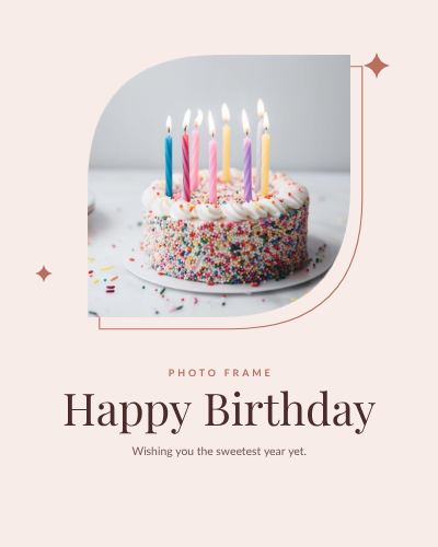 Blush Leaf Frame Happy Birthday template