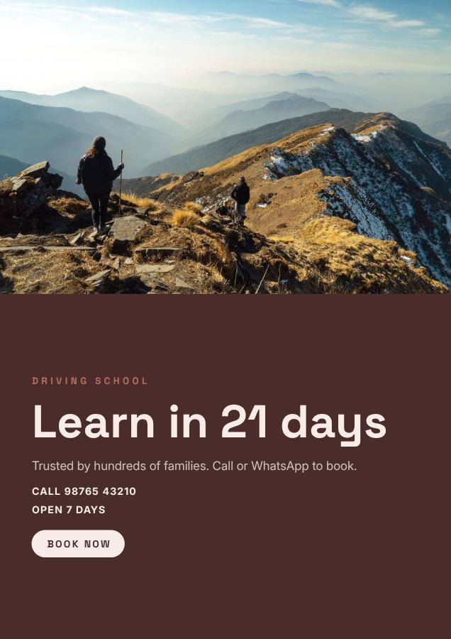 Blush Learn in 21 days Driving school Flyer — editable business template