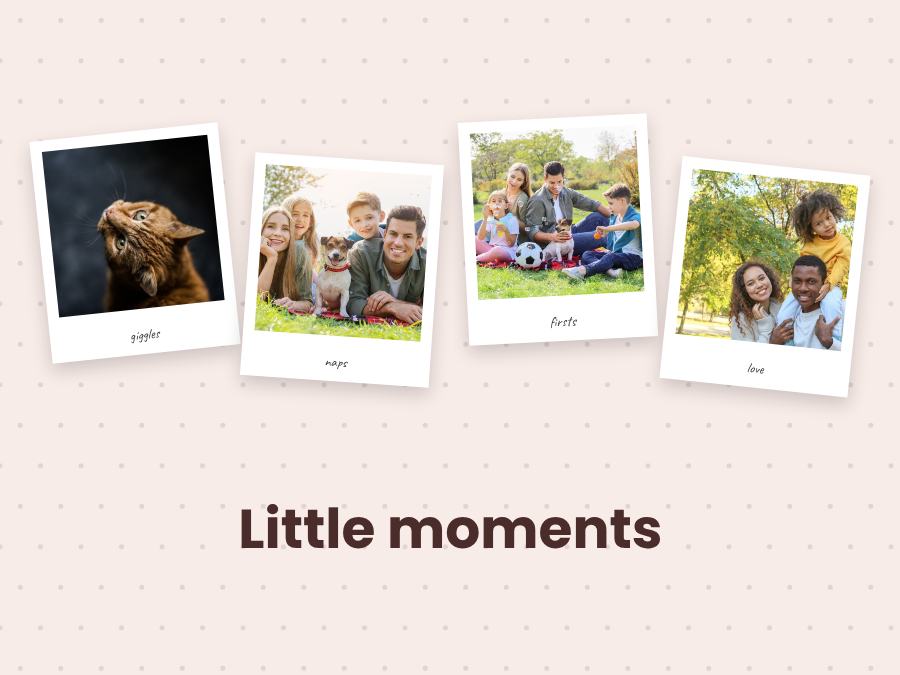 Blush Little moments 4 Polaroid Album Page — editable photo collage template