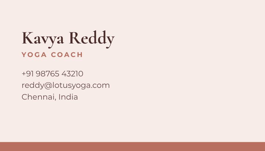 Blush Lotus Yoga Minimal Business Card — editable business template