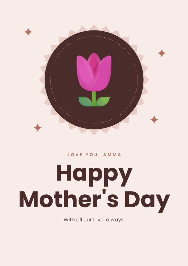 Blush Love you, Amma Happy Mother's Day Print — editable love & family template