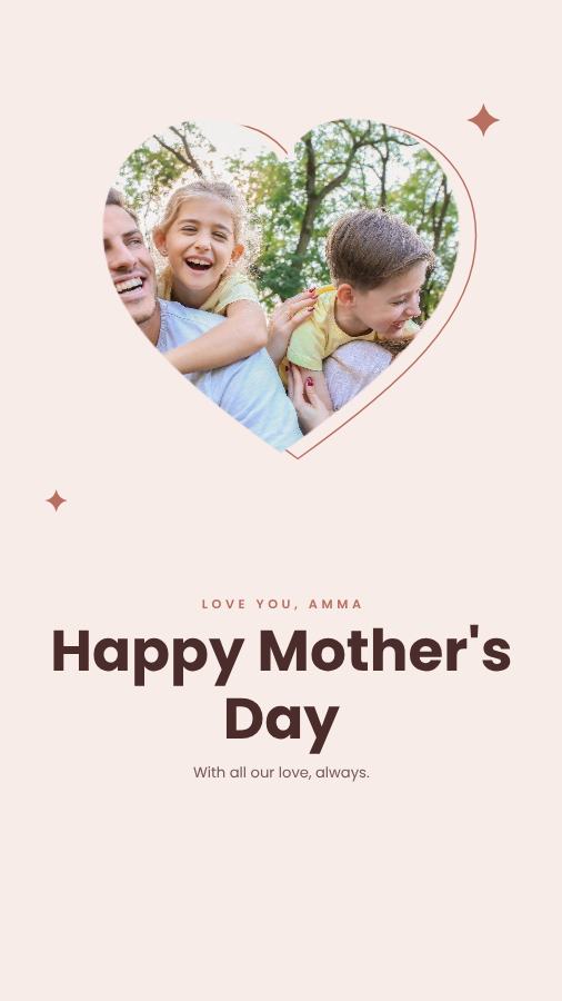 Blush Love you, Amma Happy Mother's Day Story — editable love & family template