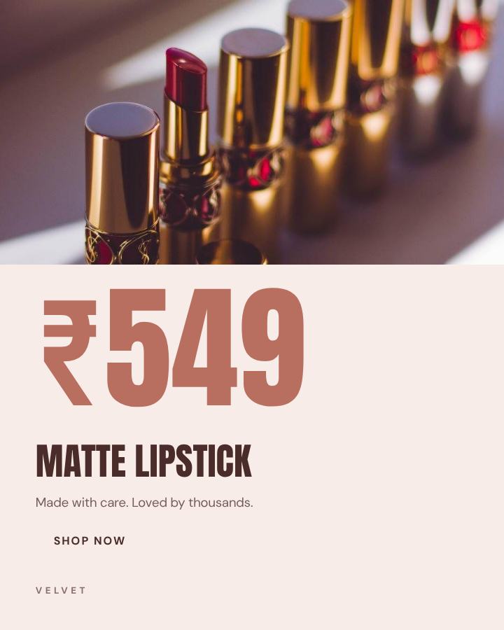 Blush Matte Lipstick Product Ad — editable marketing template