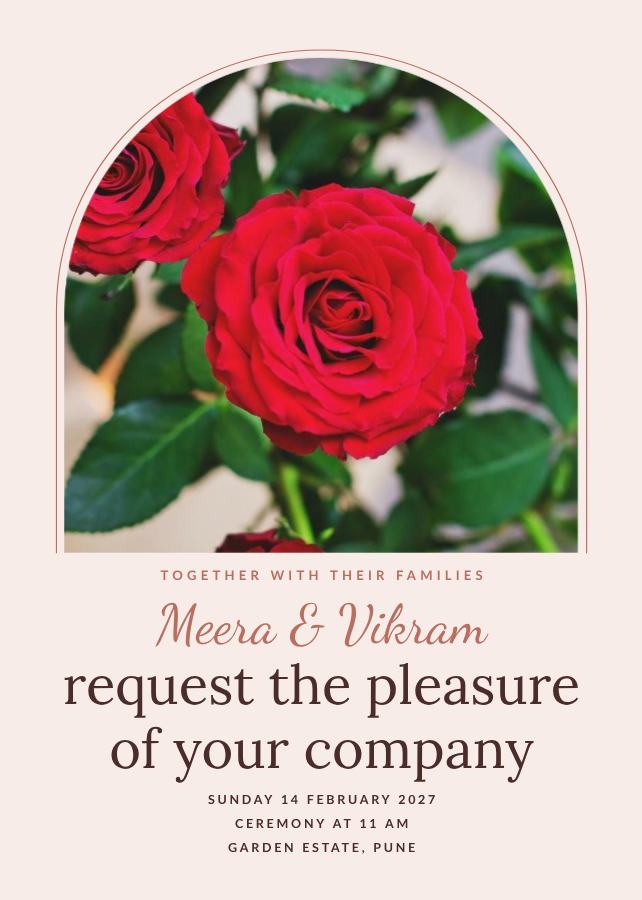 Blush Meera and Vikram Wedding Invitation — editable wedding template