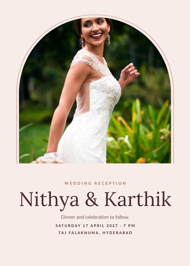 Blush Nithya and Karthik Reception Invite — editable wedding template