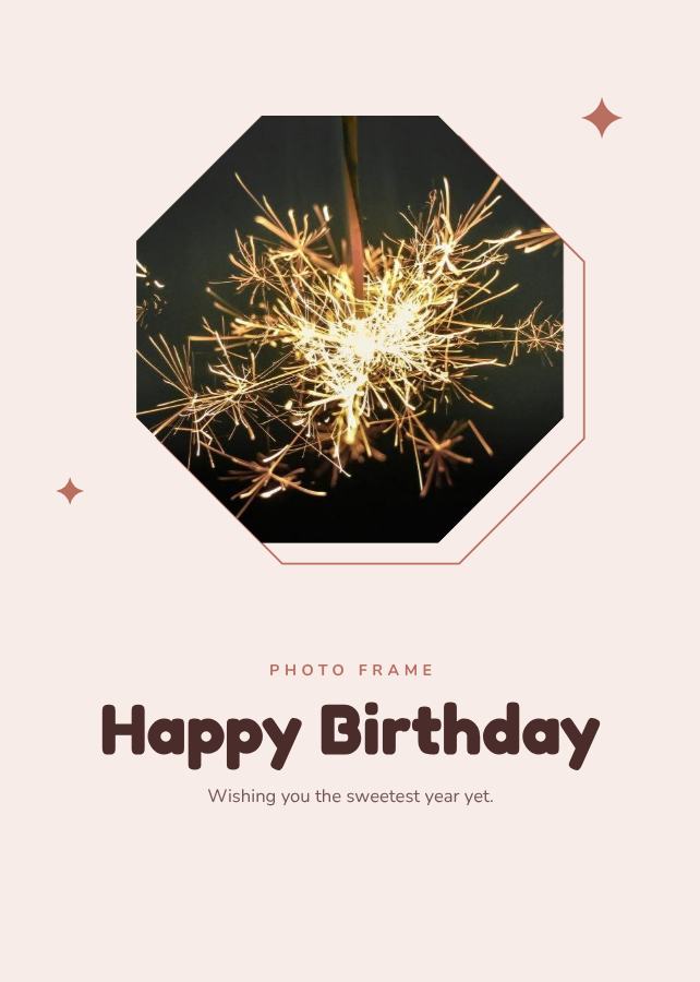 Blush Octagon Frame Happy Birthday — editable photo collage template