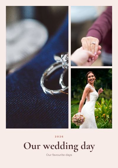 Blush Our wedding day 3 Photo Collage template