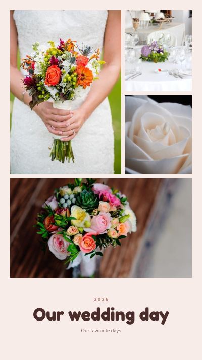 Blush Our wedding day 4 Photo Collage template