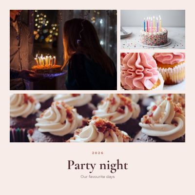 Blush Party night 4 Photo Collage template