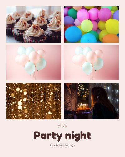 Blush Party night 6 Photo Collage template