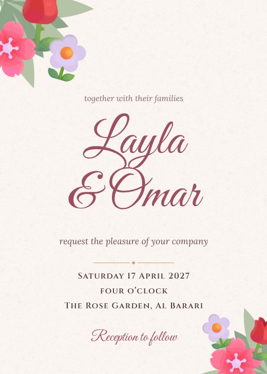 قالب بطاقة دعوة مجاني — Blush Peony Watercolour Wedding Invitation