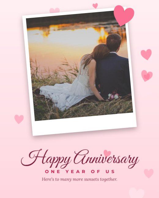 Blush Polaroid Anniversary Post — free anniversary card template