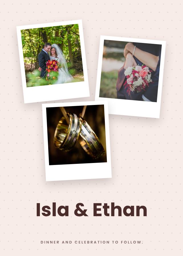Blush Polaroid Isla and Ethan Reception Invite — editable wedding template