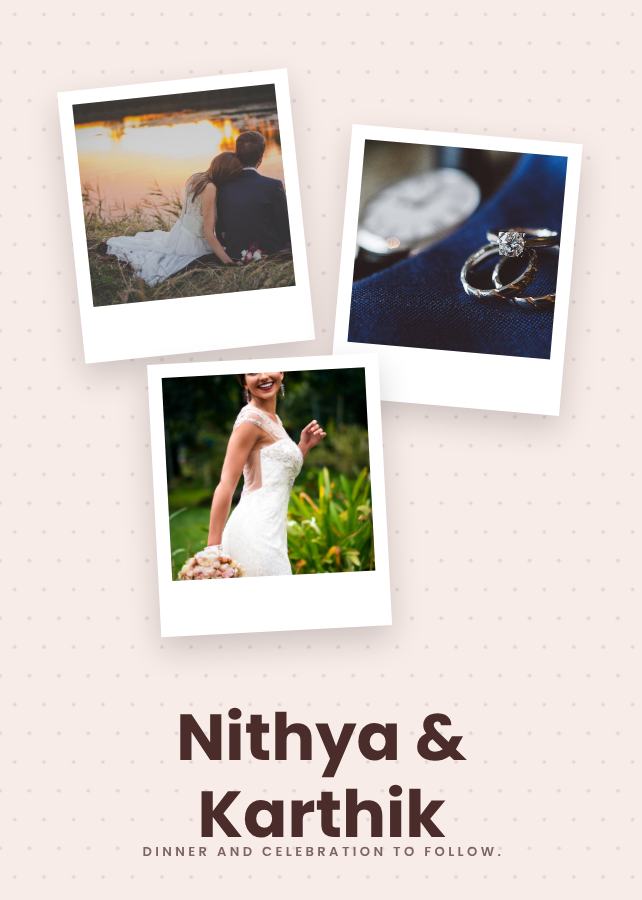 Blush Polaroid Nithya and Karthik Reception Invite — editable wedding template
