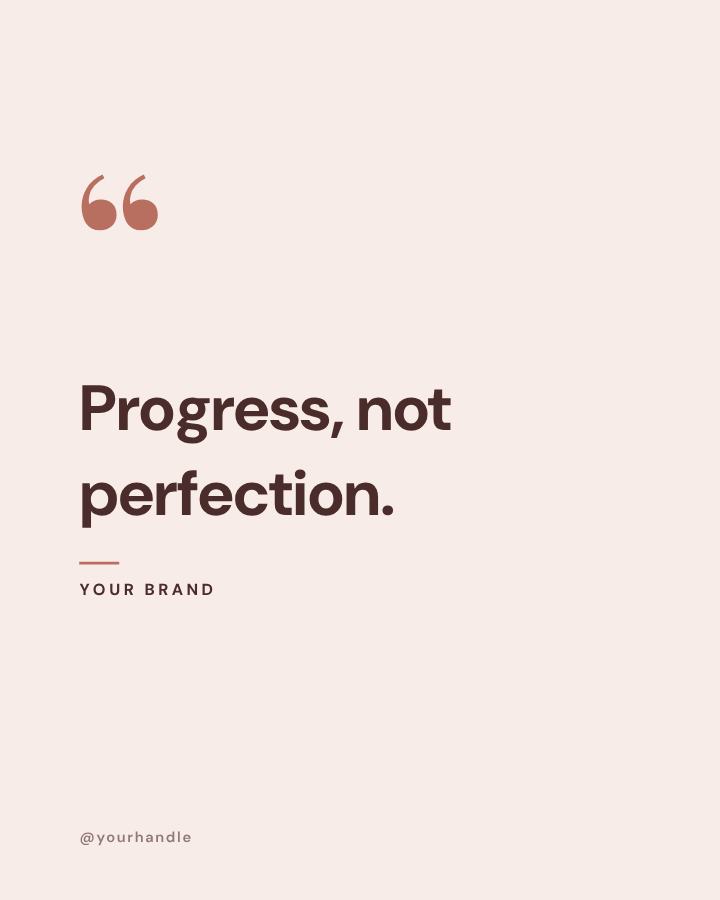 Blush Progress, not perfection. Quote Post — editable social media template