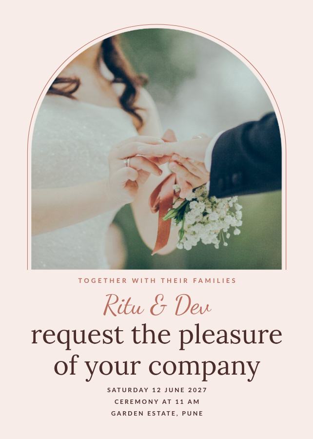 Blush Ritu and Dev Wedding Invitation — editable wedding template