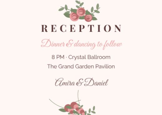 Blush Rose Reception Card template
