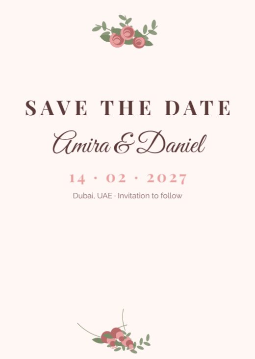 Blush Rose Save the Date template