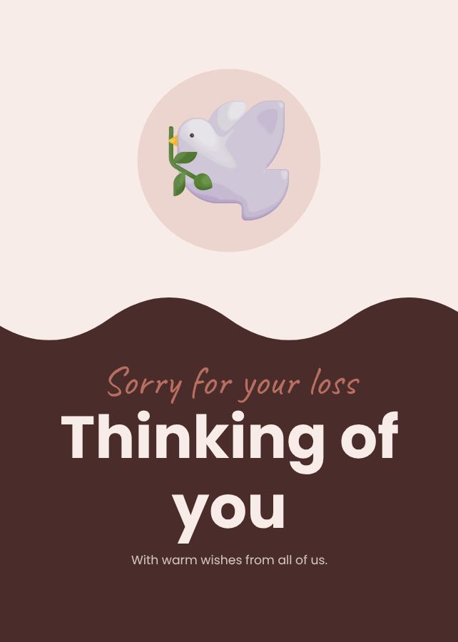 Blush Sorry for your loss thinking of you Card VI — editable cards template