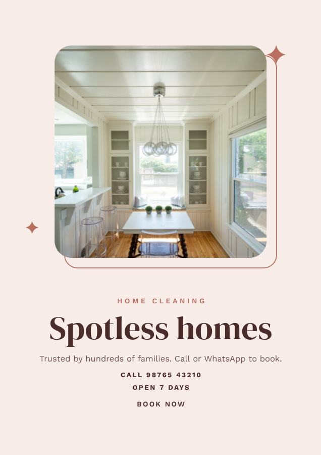 Blush Spotless homes Home cleaning Flyer Simple — editable business template