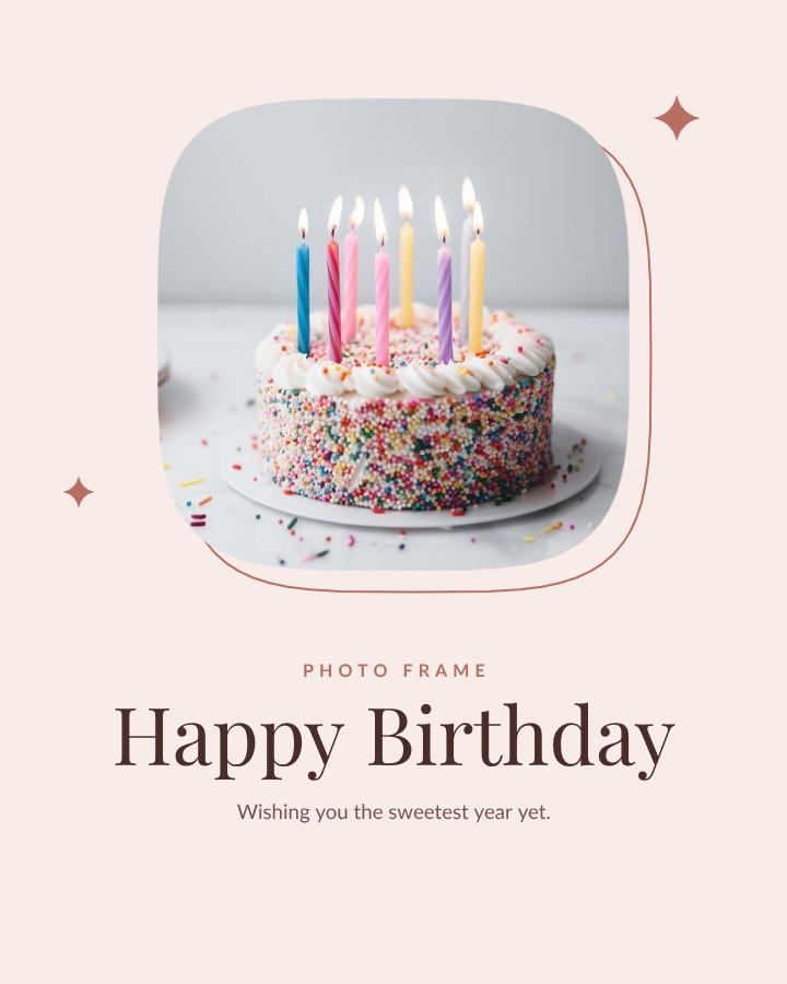Blush Squircle Frame Happy Birthday — editable photo collage template