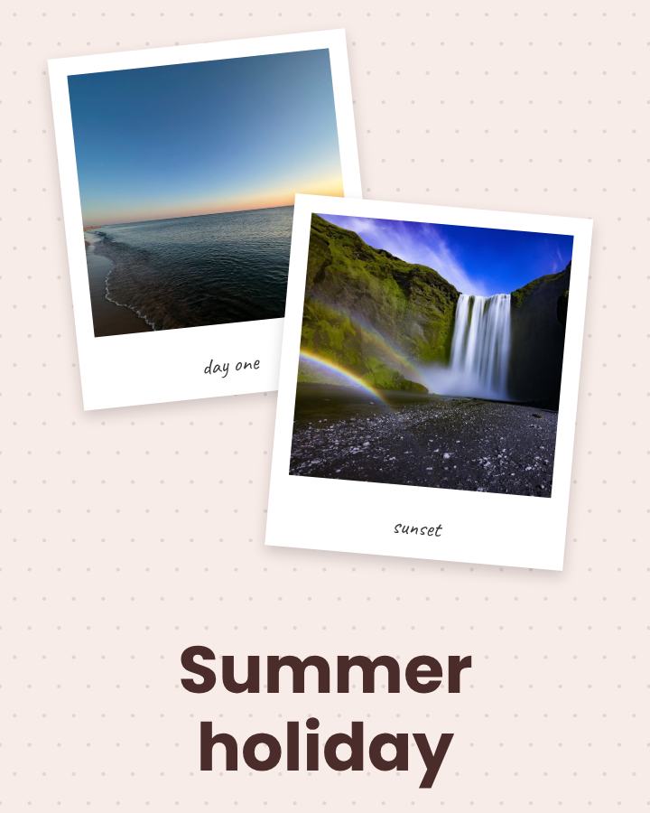 Blush Summer holiday 2 Polaroid Album Page — editable photo collage template