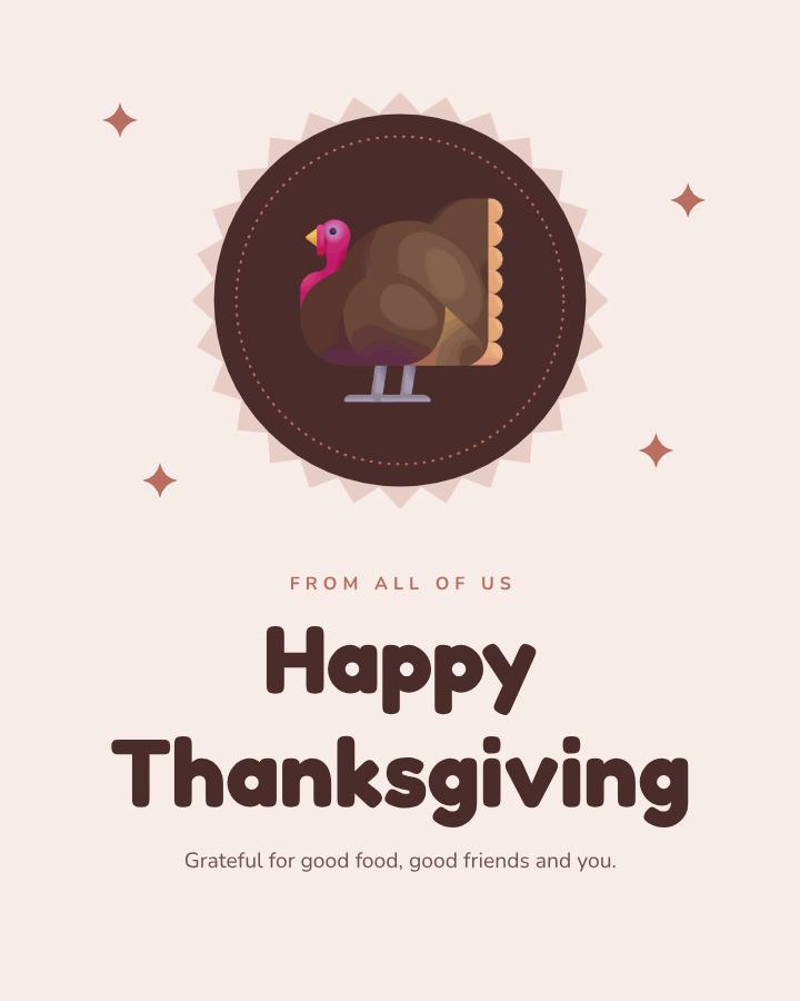 Blush Thanksgiving Business Wishes Post — editable festivals template