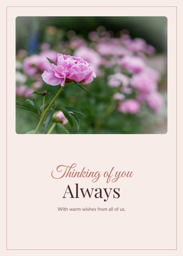 Blush Thinking of you always Card V — editable cards template