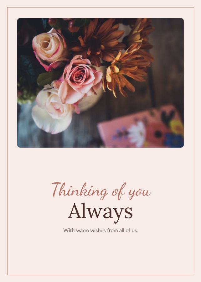 Blush Thinking of you always Card X — editable cards template