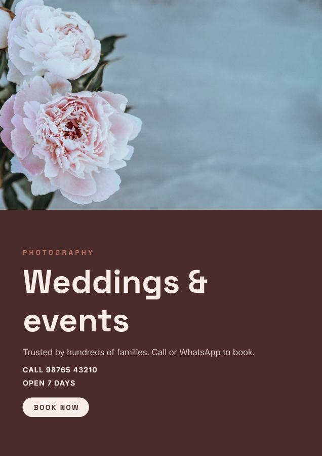 Blush Weddings & events Photography Flyer — editable business template