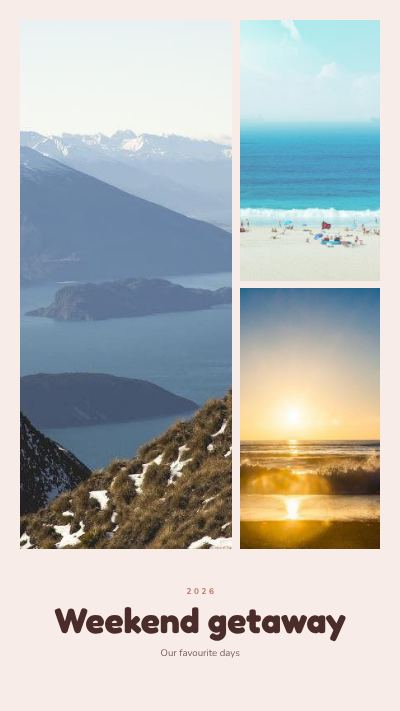 Blush Weekend getaway 3 Photo Collage template