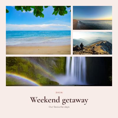 Blush Weekend getaway 4 Photo Collage template