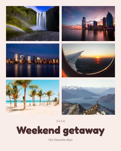 Blush Weekend getaway 6 Photo Collage template
