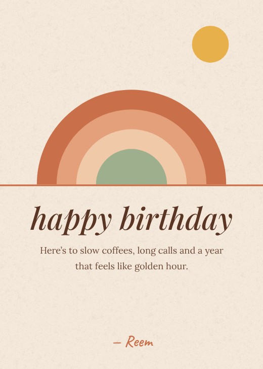 Boho Arches Sister Birthday Card — free greeting card template