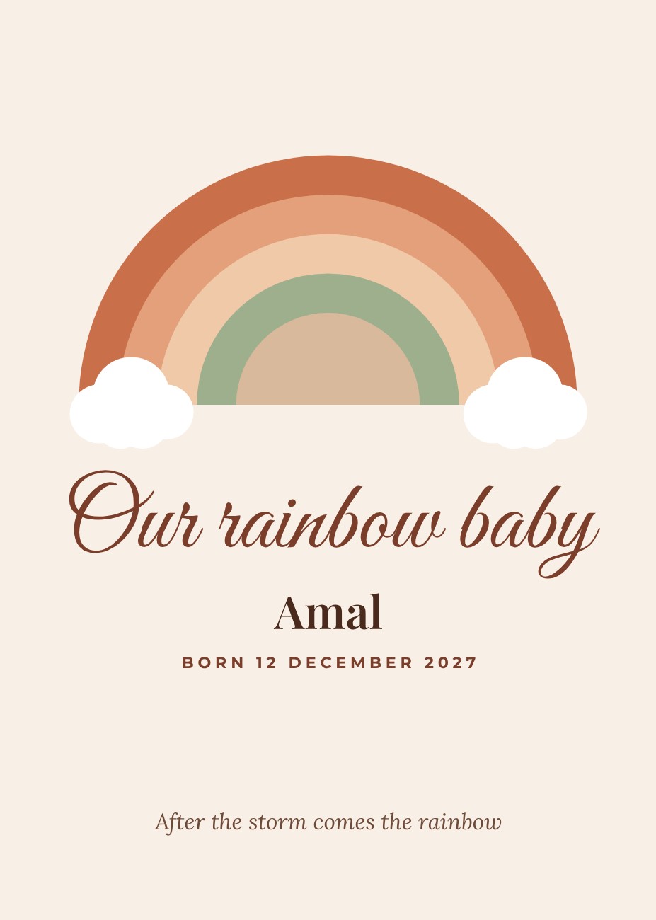 Boho Rainbow Baby Announcement — editable love & family template